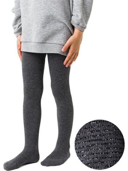 Tmavosivé vzorované dievčenské pančuchy Art. 071