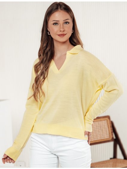 Svetložltý dámsky svetrík s golierom VISTILLA