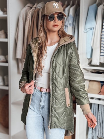 Khaki dámska prešívaná prechodná bunda ROSSANA
