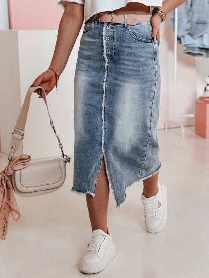 Svetlomodrá džínsová midi sukňa s rozparkom VINTAGO