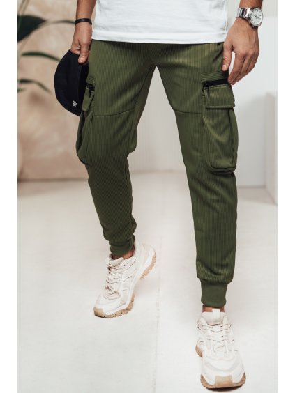 Tmavozelené pánske cargo nohavice