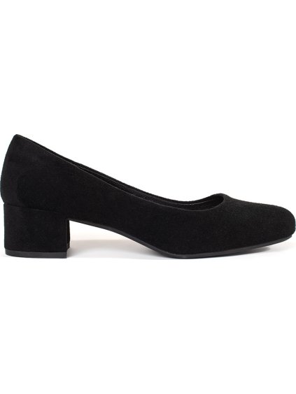 Čierne semišové lodičky na stĺpiku Sergio Leone, podpätok 4 cm