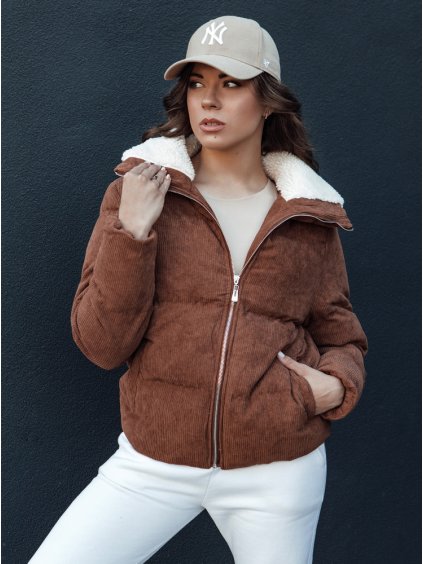 Hnedá dámska menčestrová bunda TRENDYGLAM