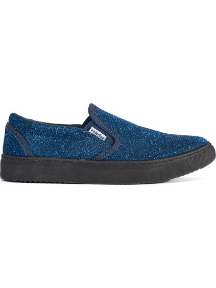 Modré brokátové tenisky slip-on