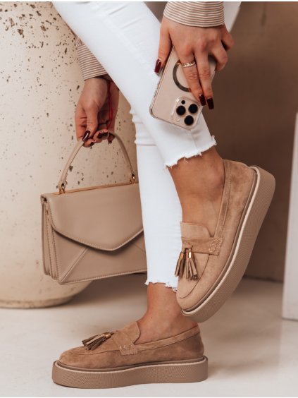 Béžové dámske mokasíny na platforme TASSME