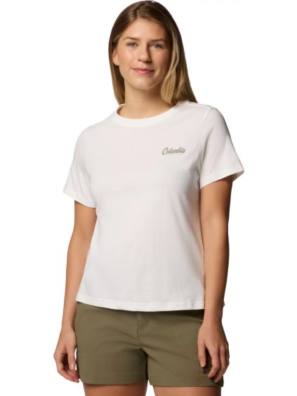 Smotanové dámske tričko s krátkym rukávom Columbia Rolling Bend Graphic SS Tee