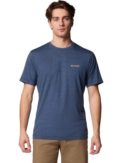 Tmavomodré pánske tričko s krátkym rukávom Columbia Kwick Hike Back Graphic SS Tee