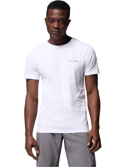 Biele pánske tričko s potlačou na zadnej strane Columbia Rapid Ridge Back Graphic Tee II