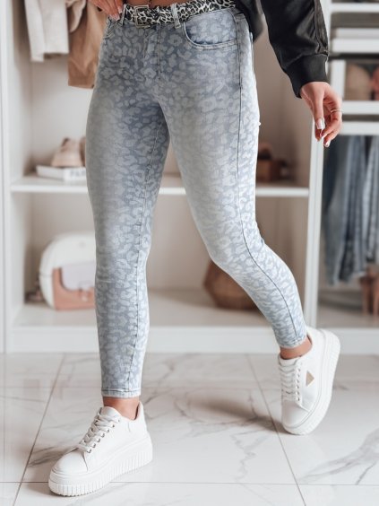 Dámske úzke džínsy s módnym zvieracím vzorom FELINA