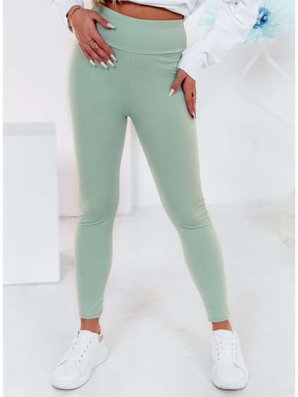 Klasické dámske svetlozelené legíny s vysokým pásom SOFLEGG