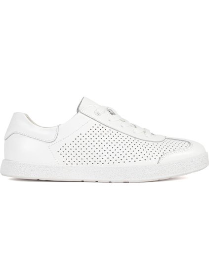 Biele dierkované tenisky z prírodnej kože