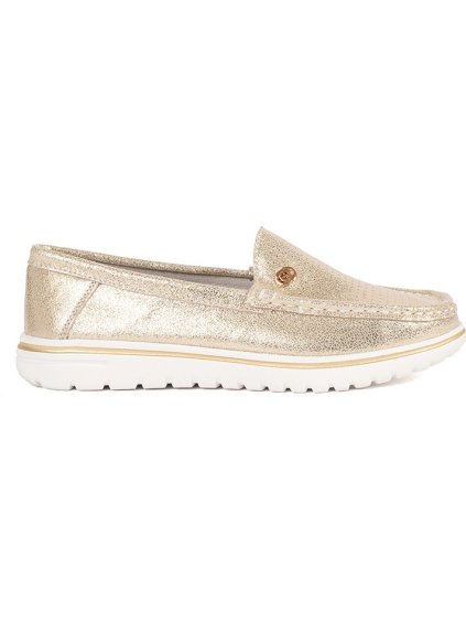 Zlaté mokasíny z prírodnej kože