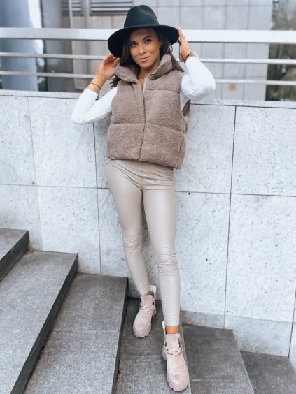 (Veľ. L) Hnedá kožúšková vesta BEEWARM