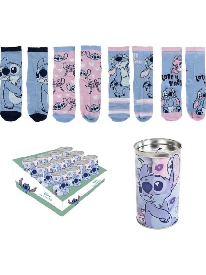 Set detských ponožiek v pokladničke Stitch (Veľkosť 27/30)