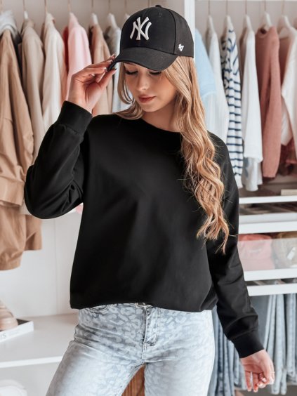 Čierna dámska mikina s jemnými detailmi LUMIVIA