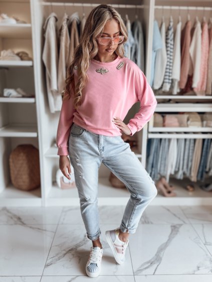 Dámske svetlomodré džínsy mom s odreninami DEMILOVE