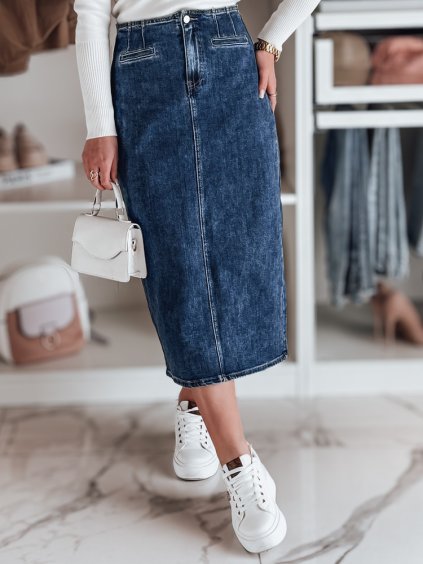 Tmavomodrá dámska džínsová sukňa VISTANO