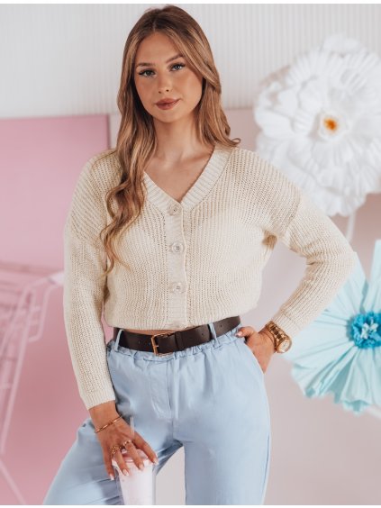 Smotanový dámsky sveter s gombíkmi SWEETDREAM