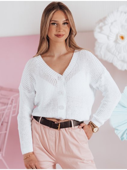 Biely dámsky sveter s gombíkmi SWEETDREAM
