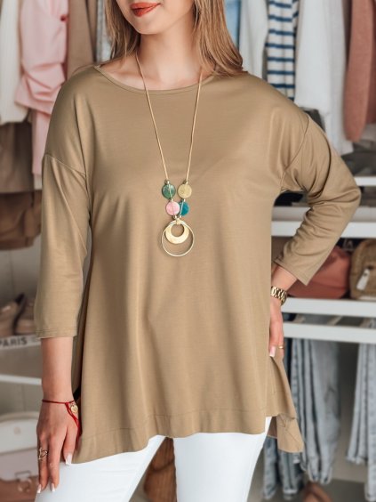 Camel dámska asymetrická oversize blúzka s príveskom COMFILA