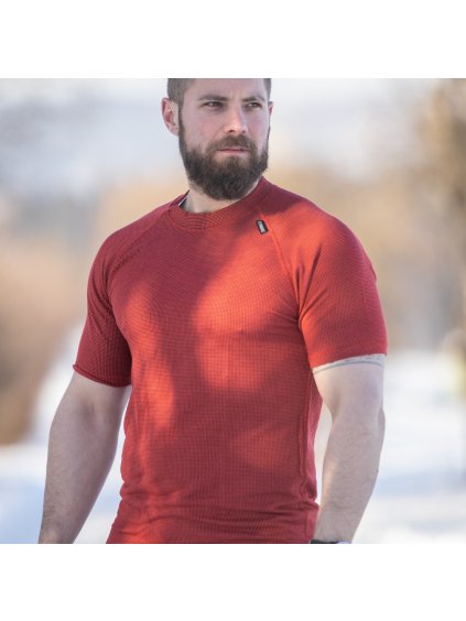 Oranžové pánske termo tričko s krátkym rukávom