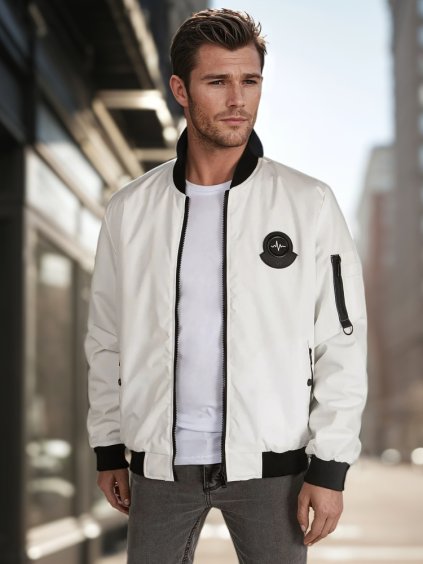 Smotanová pánska bombera s vreckom na rukáve