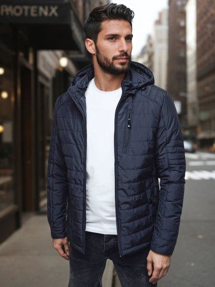 Tmavomodrá pánska prešívaná prechodná bunda