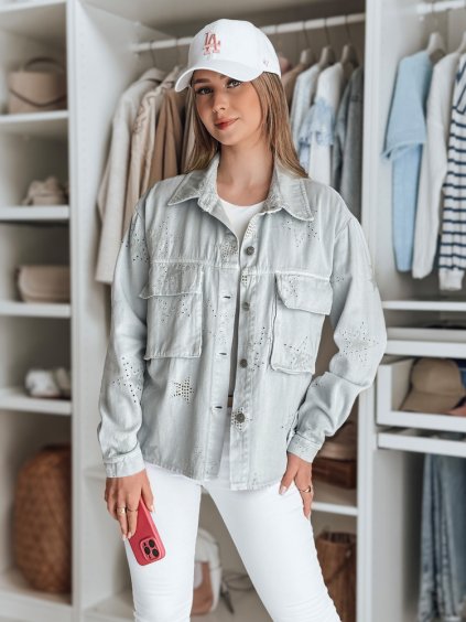 Svetlosivá prechodná bunda s hviezdičkami STRASHINE