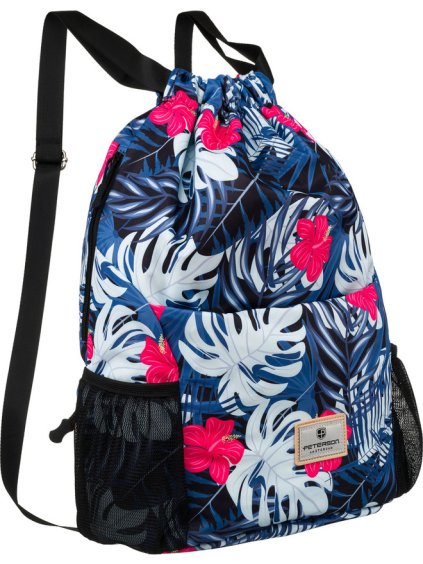 Peterson Čierno-modrý dámsky vak s rastlinným vzorom a nastaviteľnými popruhmi