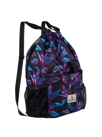 Peterson Čierny dámsky vak s rastlinným vzorom a nastaviteľnými popruhmi