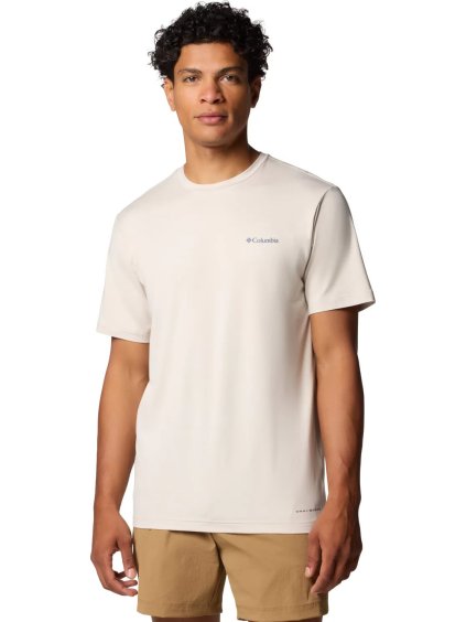 Smotanové pánske tričko s krátkym rukávom Columbia Kwick Hike Back Graphic SS Tee