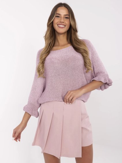 Svetloružová dámska skladaná sukňa so šortkami