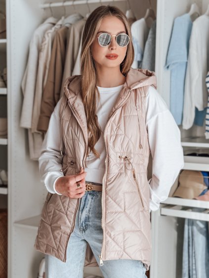 Svetloružová dámska prešívaná vesta OLINVIA