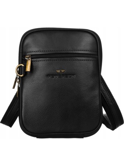 Peterson Čierna kožená taška cez rameno