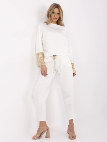 Smotanová dámska súprava so zlatými vsadkami