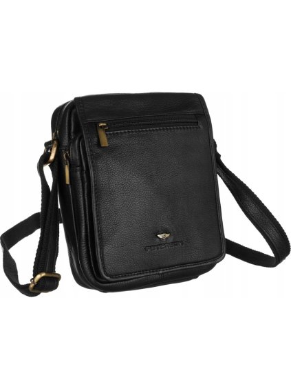 Peterson Čierna pánska kožená taška cez rameno