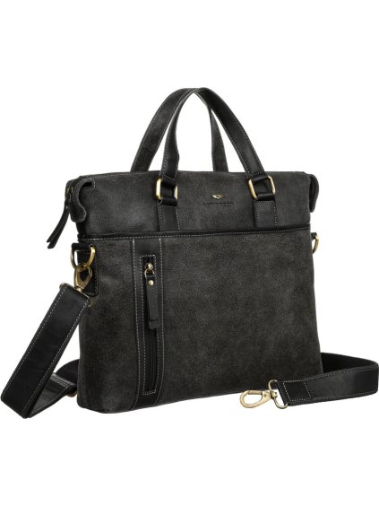 Peterson Čierna pánska kožená taška na dokumenty a notebook