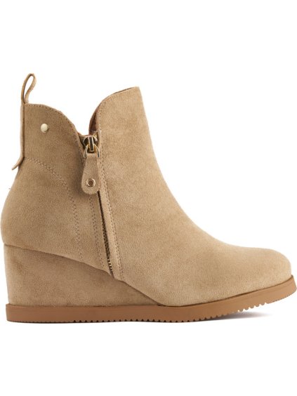 Béžové členkové dámske topánky na kline