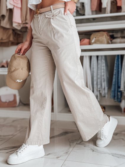 Dámske svetlobéžové široké nohavice MOBISKA