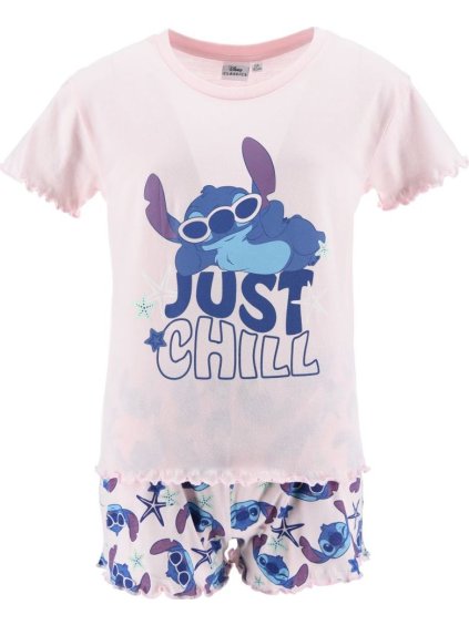 Svetloružové detské bavlnené pyžamo Disney Stitch