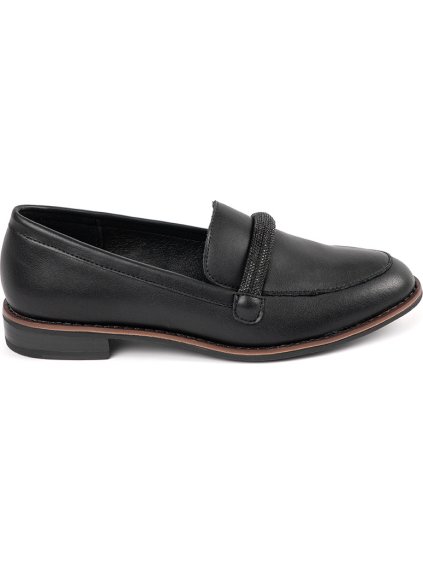 Čierne dámske mokasíny s koženou stielkou Sergio Leone