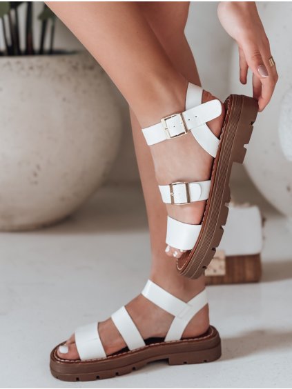 Biele dámske sandále s prackami SOLARIA