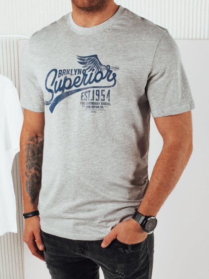 (Veľ. 2XL) Svetlosivé pánske tričko s potlačou