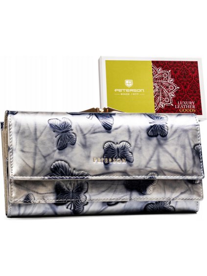 Peterson Strieborná kožená peňaženka s motýľmi Y571