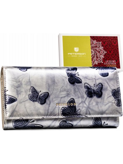 Peterson Strieborná kožená peňaženka s motýlikmi Y568