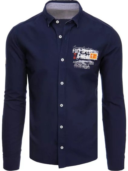 (Veľ. XL) Tmavomodrá košeľa s potlačou