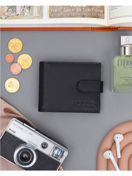 4U Cavaldi čierna malá pánska peňaženka na patentku B052