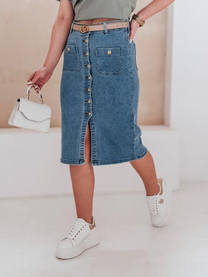 Dámska džínsová sukňa s vysokým pásom a gombíkmi GUZIKOVA