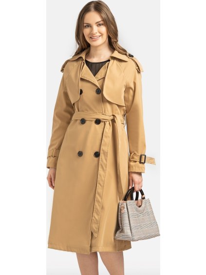Dámsky elegantný dvojdielny svetlohnedý trenčkot