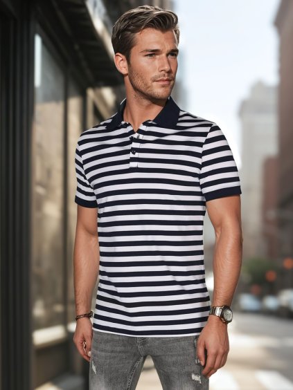 Pruhovaná bielo-modrá pánska polokošeľa